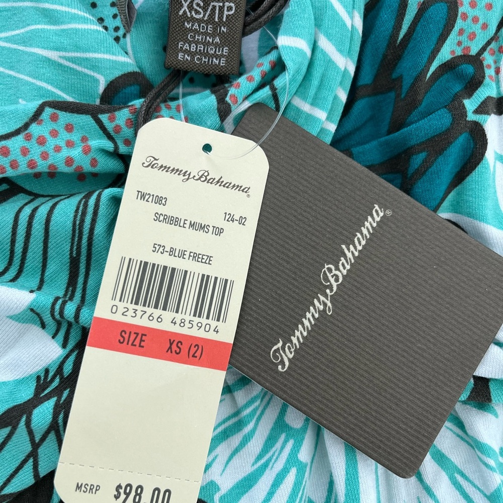Tommy Bahama Women's Hawaiian Floral Scribble Mums Tank Size XS (2) NWT